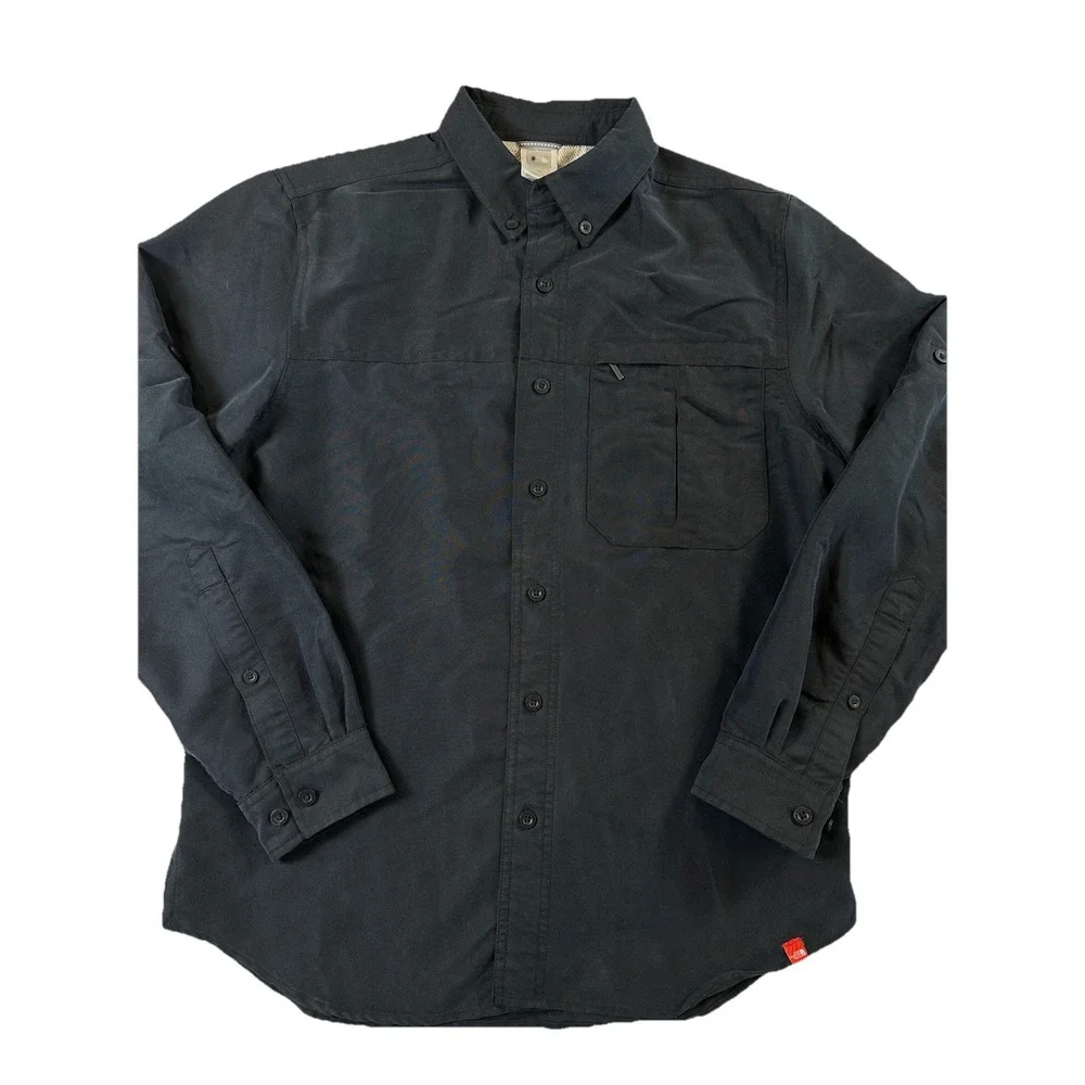 The North Face Tekware Performance Button Shirt Blk UPF 50 Hiking Outdoors‎ Sz S